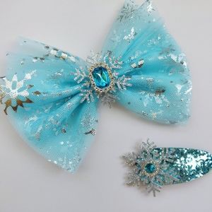 Frozen Elsa Princess Hair clip.Sparkling Glitter Snowflake Girls HairPins.